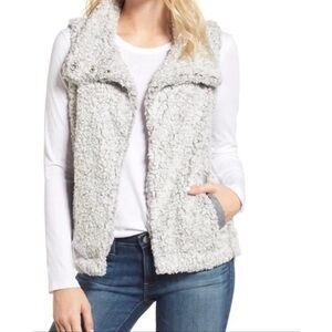 XS Dylan Solid Frosty Tipped Cozy Vest with Knit Lining Light Gray